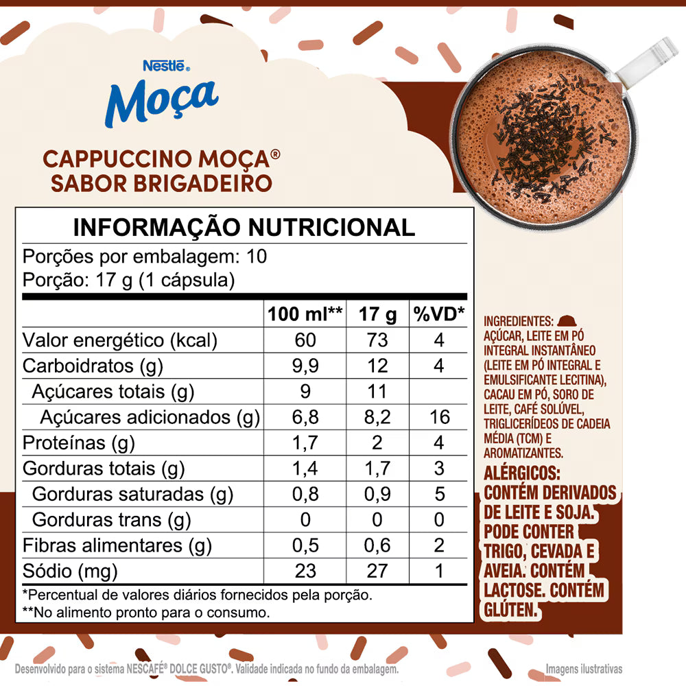 CAPPUCCINO MOÇA SABOR BRIGADEIRO 10 CÁPSULAS